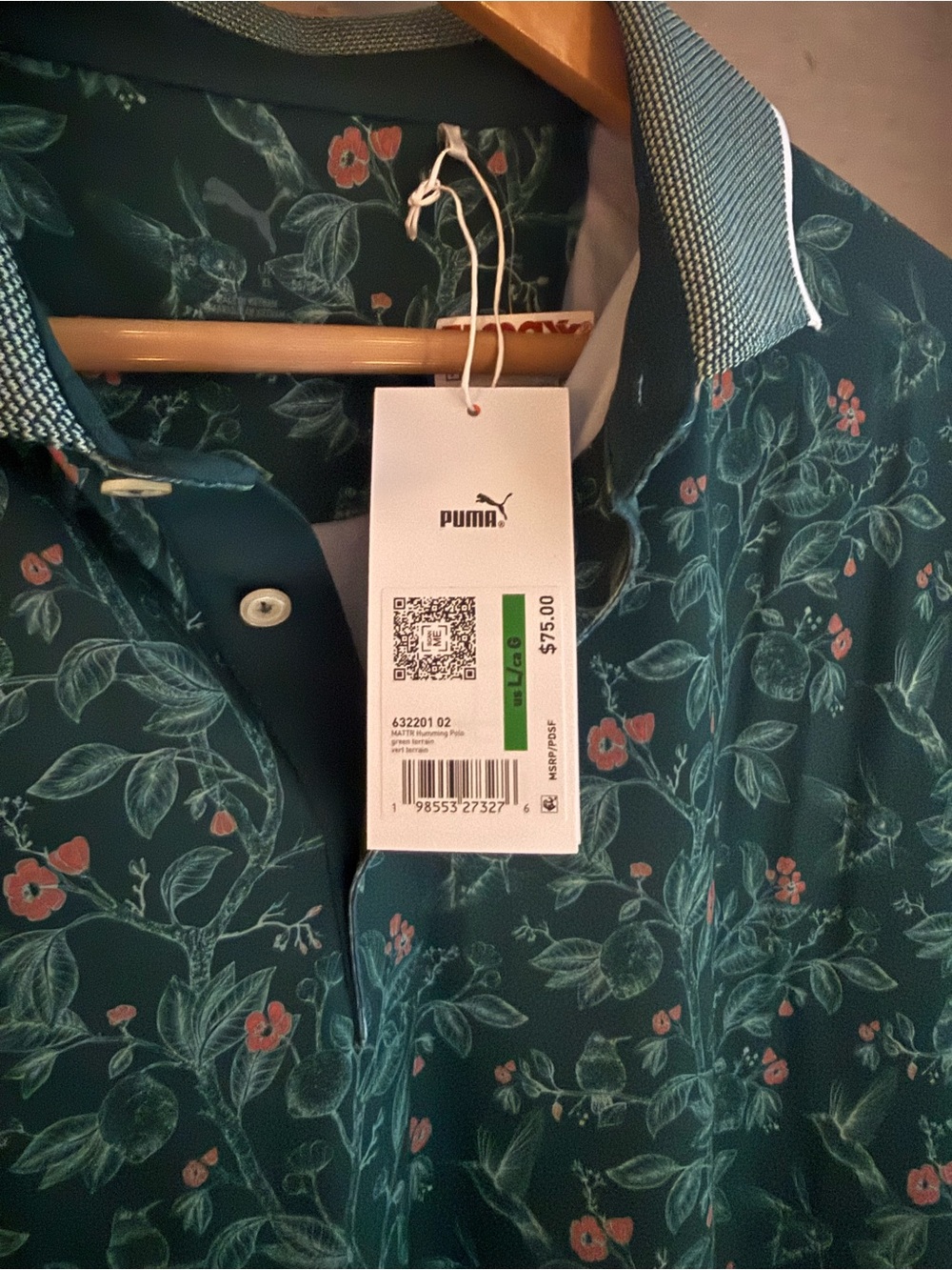 NWT Puma Golf MATTR Hummingbird Performance Polo Shirt in “Green Terrain” - Picture 7 of 9